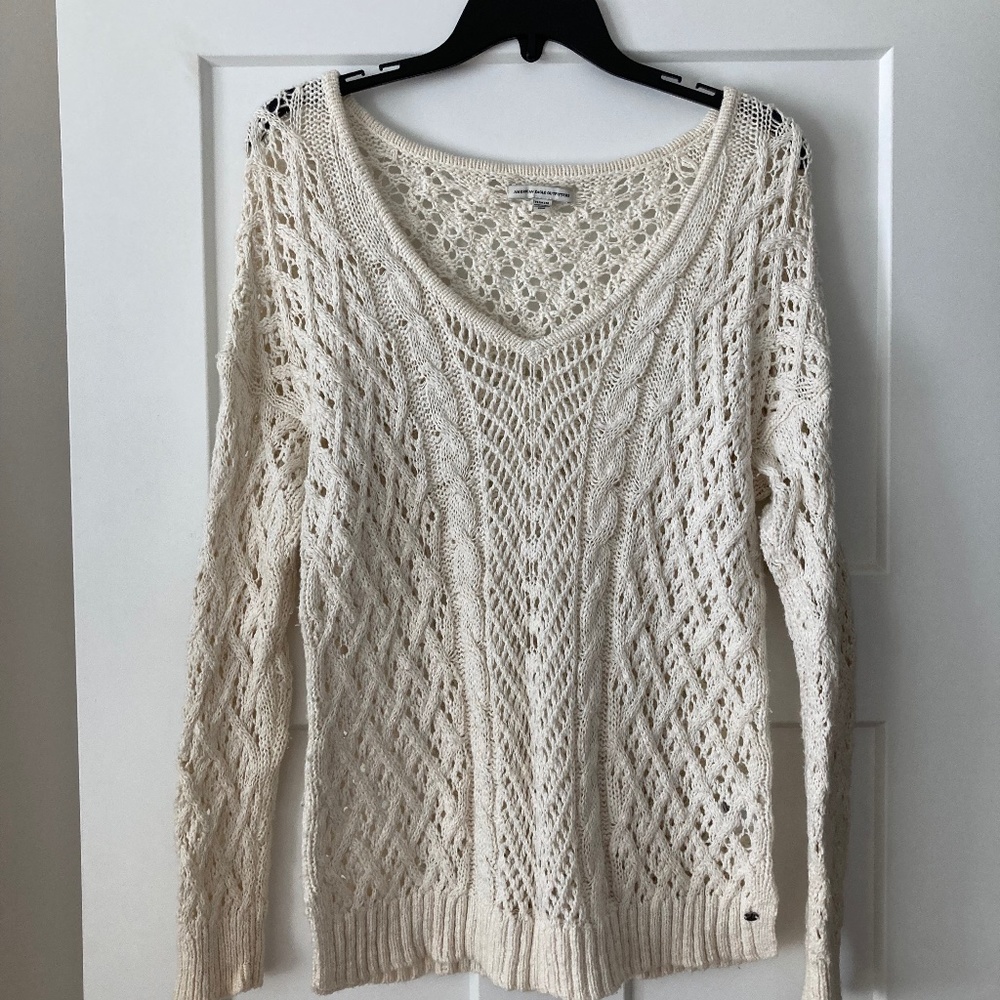American Eagle Cream Boho Sweater